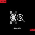 Icon Biology Dna With Magnifying Glass Bacteria Vector On Black Background