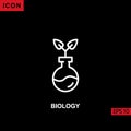 Icon biology tree leaf with tube flask vector on black background