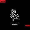 Icon biology wheat with magnifying bacteria vector on black background