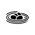 Black solid icon for Bird Egg In Nest, lay and nestling