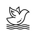 Black line icon for Bird, warter and animal Royalty Free Stock Photo