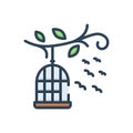 Color illustration icon for Birds Outside Of Cage, freedom and flying