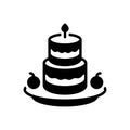 Black solid icon for Birthday Cake, cake and dessert Royalty Free Stock Photo