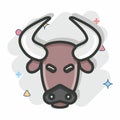 Icon Bison. related to Animal Head symbol. Comic Style. simple design editable. simple illustration. cute. education Royalty Free Stock Photo