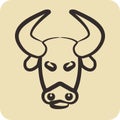 Icon Bison. related to Animal Head symbol. hand drawn style. simple design editable Royalty Free Stock Photo