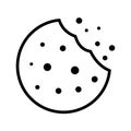 Icon bitten off cookie with crumbs, delicious chocolate cookie Royalty Free Stock Photo