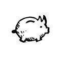 Icon black Hand drawn Simple outline pig saving Symbol. vector Illustrator. on white background