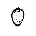 Icon black Hand drawn Simple outline strawberry symbol. vector Illustrator. on white background