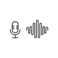 Icon of black microphone sign, microwaves. Vector illustration eps 10 Royalty Free Stock Photo