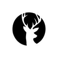 Icon black sign deer in circle. Vector illustration eps 10
