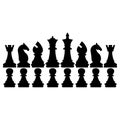 Icon of black sign set of chess pieces. Vector illustration eps 10