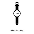 Icon black sign watch on hand. Vector illustration eps 10 Royalty Free Stock Photo