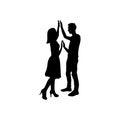 Icon black silhouette of abstract couple man and woman dancing