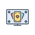 Color illustration icon for Blackjack, bettors and cards Royalty Free Stock Photo
