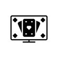 Black solid icon for Blackjack, bettors and cards Royalty Free Stock Photo