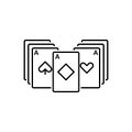 Black line icon for Blackjack, playing card and casino