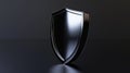 The icon of a blank metallic shield representing protection and security stands against a dark minimalist background with Royalty Free Stock Photo