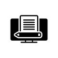 Black solid icon for Blogging, monitor and artical Royalty Free Stock Photo