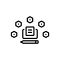 Black line icon for Blogging, pen and monitor Royalty Free Stock Photo