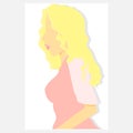 Icon of a blond hair girl in profile in flat design. Portrait of a blonde woman. Social Media Avatar, vector