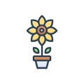 Color illustration icon for Bloom, flower and garden