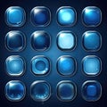 icon blue glass button ai generated Royalty Free Stock Photo