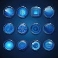 icon blue glass button ai generated Royalty Free Stock Photo