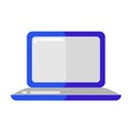 Icon of blue laptop in flat style.