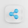 Icon blue share cartoon style. 3d rendering white square button key, interface ui ux element Royalty Free Stock Photo