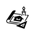 Black solid icon for Blueprints, architect and renovation Royalty Free Stock Photo