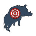 Icon Of Boar Silhouette With Target