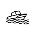 Black line icon for Boat, wave and ship