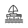 Black line icon for Boating, sailing and boat