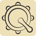 Icon Bodhran. related to Celtic symbol. hand drawn style. simple design editable. simple illustration