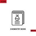 Icon chemistry book with erlenmeyer flask boiling. Outline, line or linear vector icon symbol sign collection Royalty Free Stock Photo