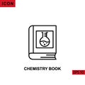 Icon chemistry book with erlenmeyer flask boiling. Outline, line or linear vector icon symbol sign collection Royalty Free Stock Photo