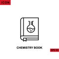Icon chemistry book with erlenmeyer flask boiling. Outline, line or linear vector icon symbol sign collection Royalty Free Stock Photo