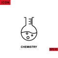 Icon chemistry with erlenmeyer flask boiling. Outline, line or linear vector icon symbol sign collection Royalty Free Stock Photo