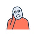 Color illustration icon for Bored, gloomy and sullen