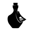Icon of a bottle with poison and a tag with a skull and crossbones on a white background. Isolated object. Royalty Free Stock Photo