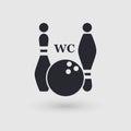 Icon bowling. Public convenience WC. Pictogram pointer. Royalty Free Stock Photo