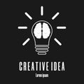 Icon of brain in lightbulb. Creative idea logo template. Clean and modern vector illustration. Royalty Free Stock Photo