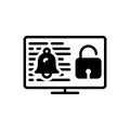 Black solid icon for Breach, infringement and security