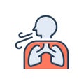 Color illustration icon for Breathe, inhale and respire