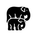 Black solid icon for Breed, phylum and elephant