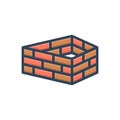 Color illustration icon for Brick, wall and construction