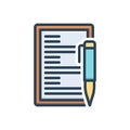 Color illustration icon for Briefing, paper and pencile