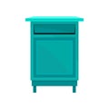 Bright blue public postbox. Street mailbox on short legs. Iron container for letters. Postal service. Flat vector icon Royalty Free Stock Photo