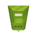 Bright green postal box. Traditional wall mounted metallic mailbox. Container for letters and newspapers. Flat vector