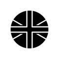 Black solid icon for British, flag and kingdom